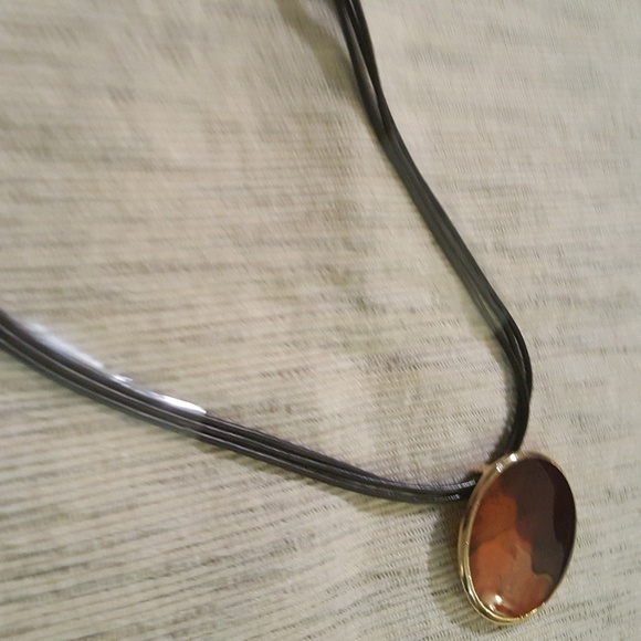 Multi-strand waxed string necklace Brown Tones - Picture 3 of 4